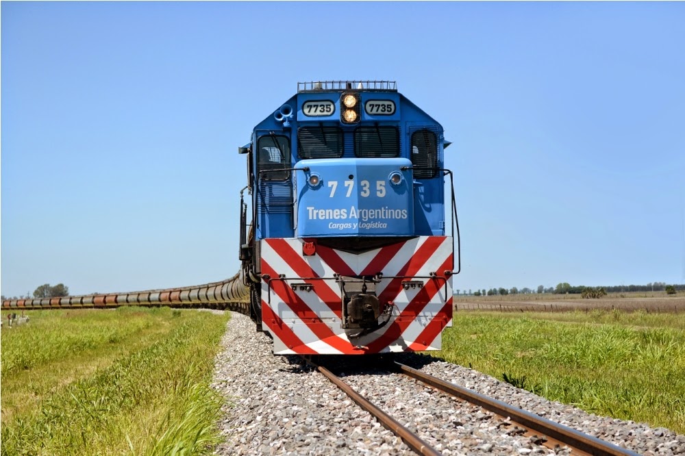 Rail freight train in Argentina