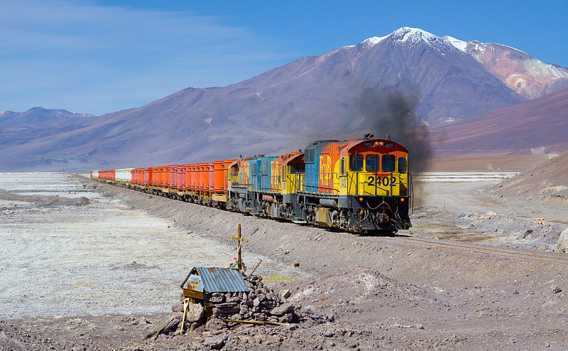 Freight train between Chile and Bolivia. Photo: David Gubler