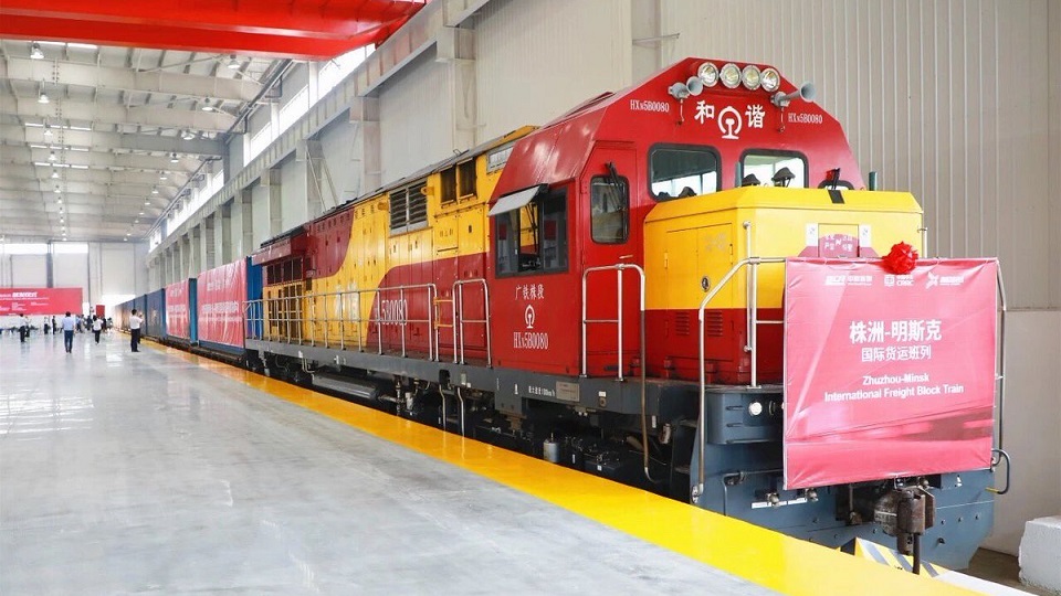 Zhuzhou Minsk container train, source: CRRC